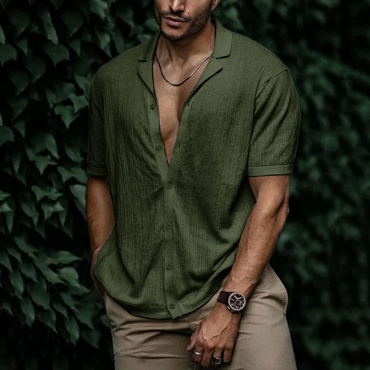 Diego | Men's Cuban Collar Button Down Shirt