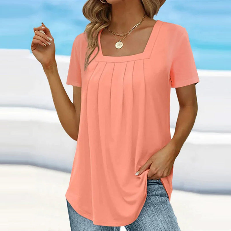 Clara | Women's Square Neck Pleated Blouse