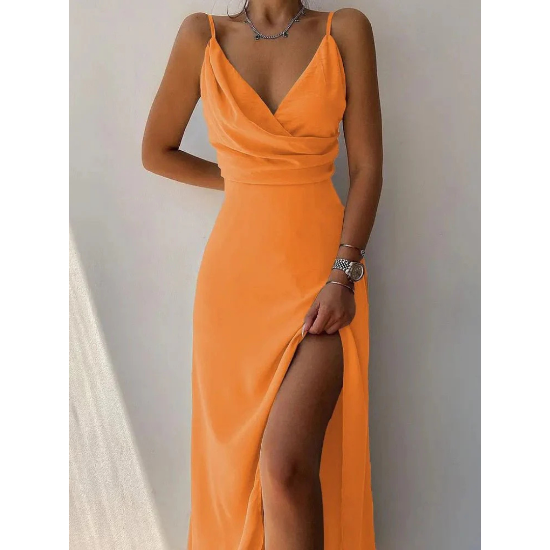 Sabrina | Women's V-Neck Spaghetti Strap Maxi Dress