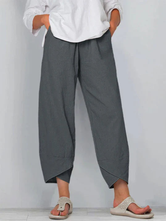 Elena | Women's Loose Fit Cropped Casual Trousers