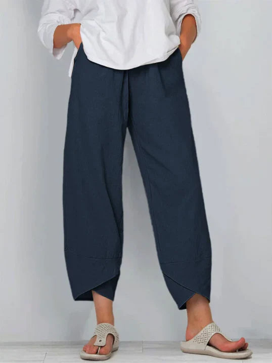 Elena | Women's Loose Fit Cropped Casual Trousers