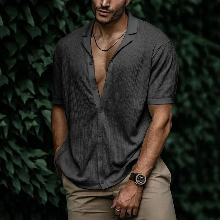 Diego | Men's Cuban Collar Button Down Shirt