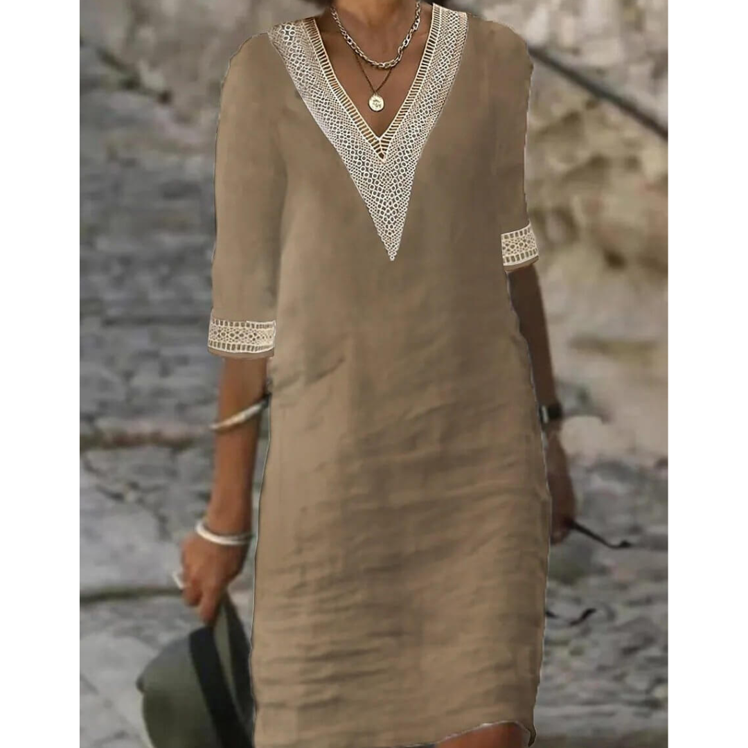 Sienna | Women's Lace Trim V-Neck Mini Dress