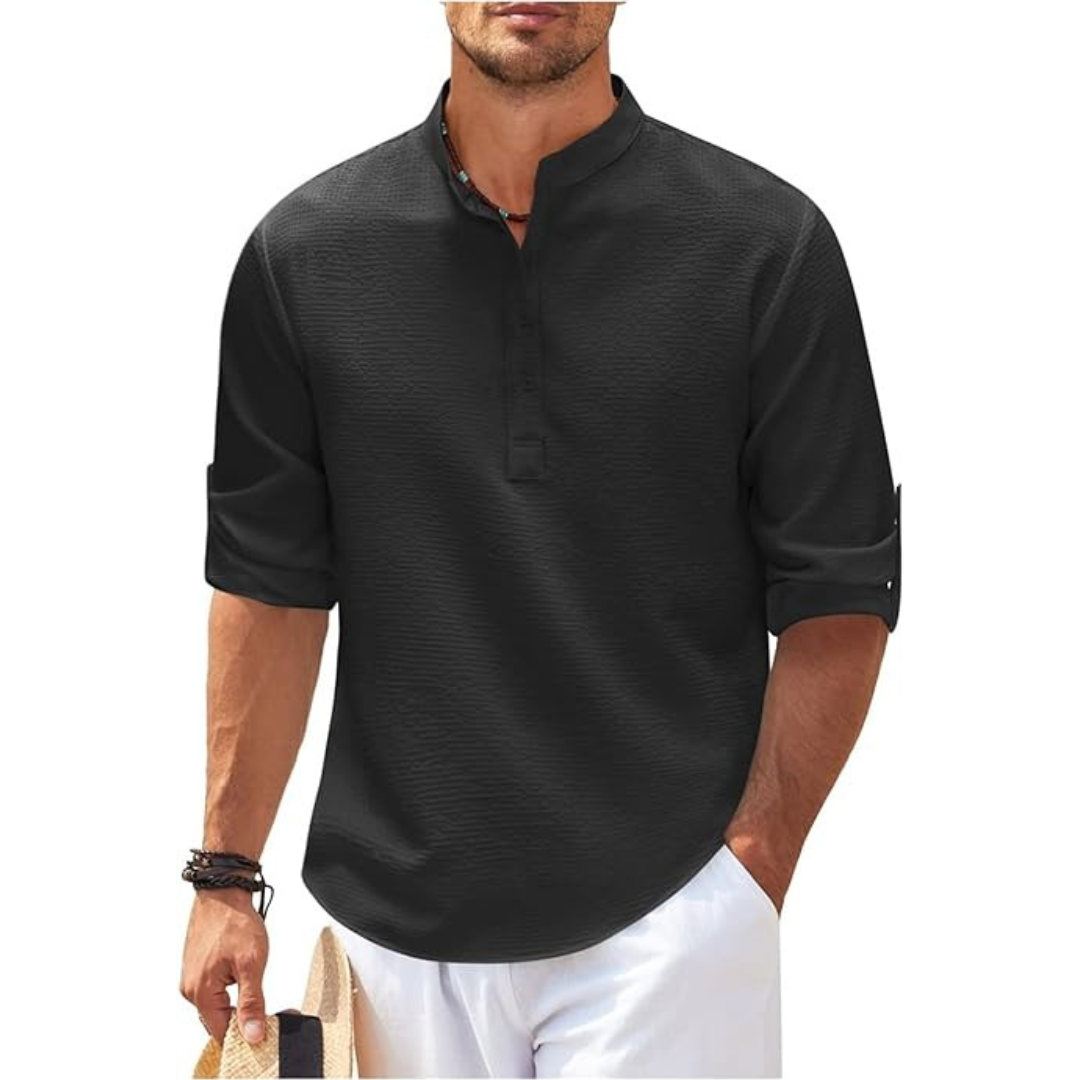 Owen | Men's Half Button Stand Collar Shirt