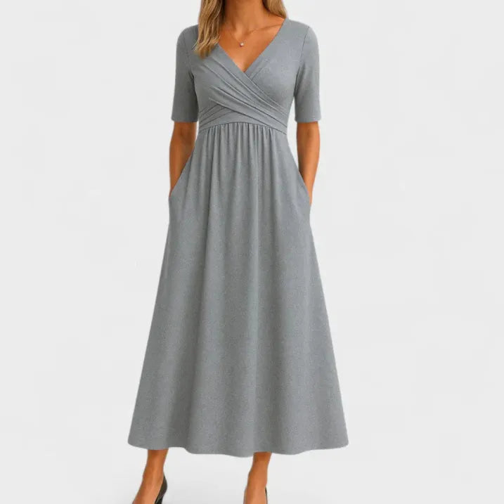 Sofia | Women's V-Neck Wrap Midi Dress