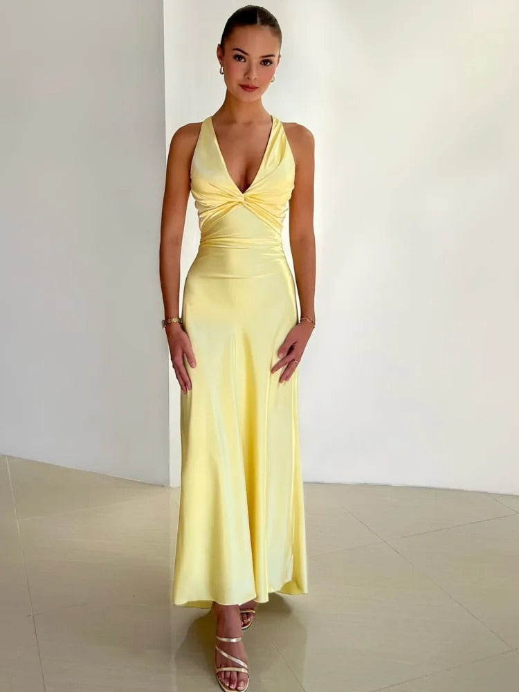 Elara | Women's Backless Satin Dress