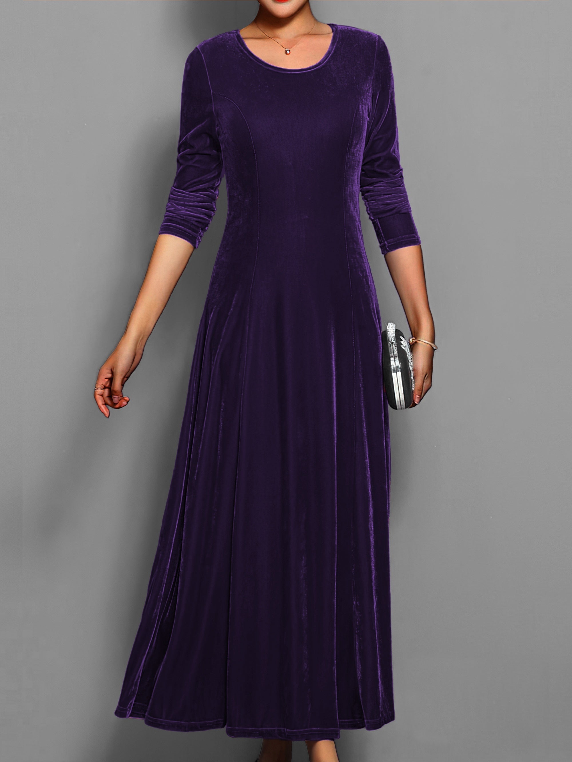 Isabella | Women's Long Sleeve Velvet Evening Maxi Dress