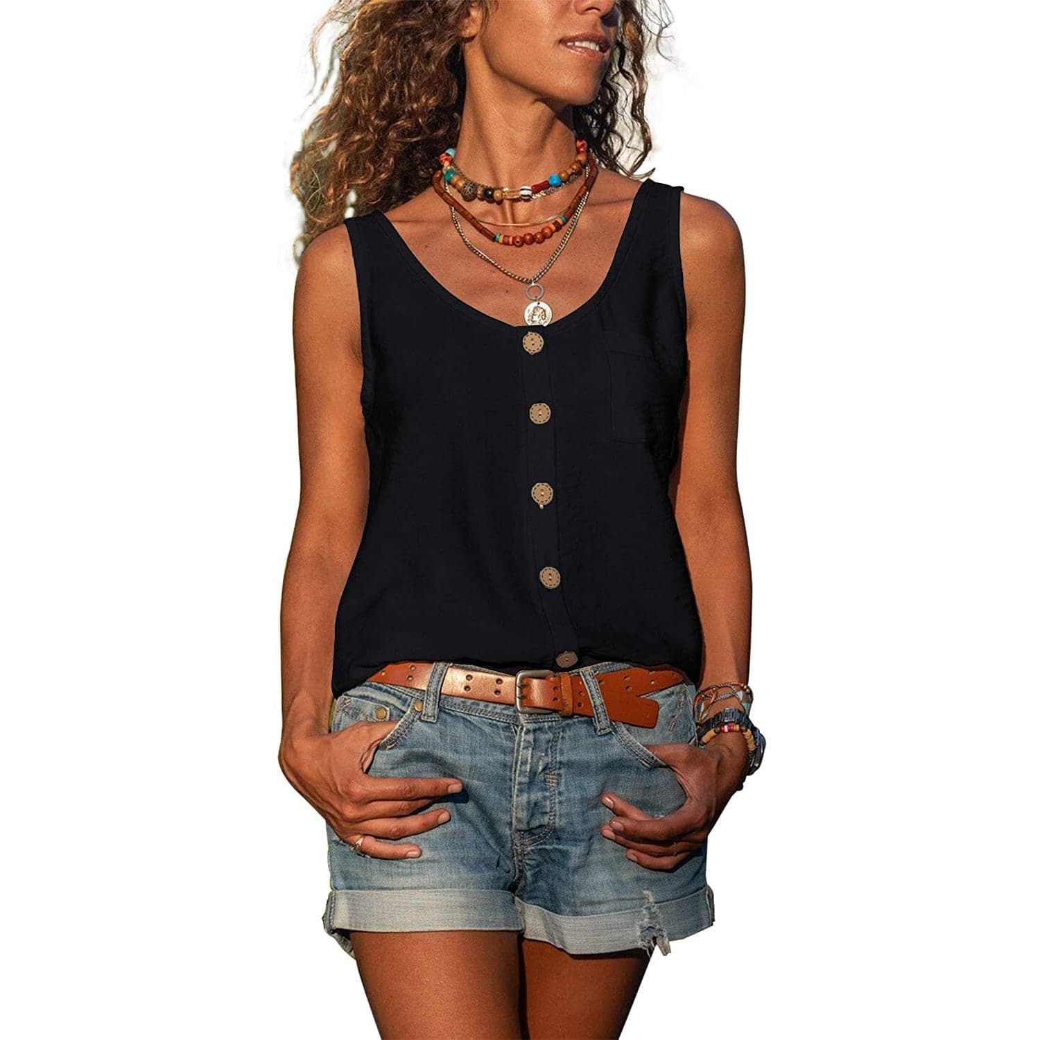 Nora | Women's Button-Front Sleeveless Tank Top
