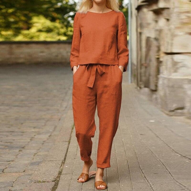 Elara | Women's Relaxed Linen Top Pant Set