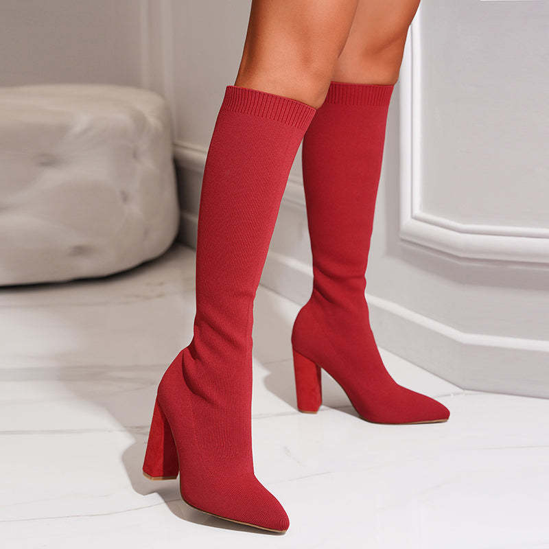 Isla | Women's Ribbed Knit Knee-High Boots