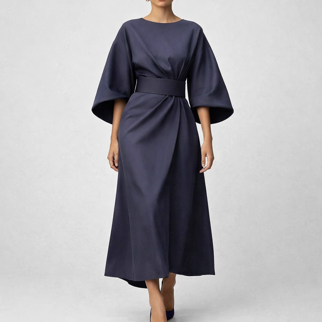 Naomi | Women's Belted Kimono Sleeve Midi Dress