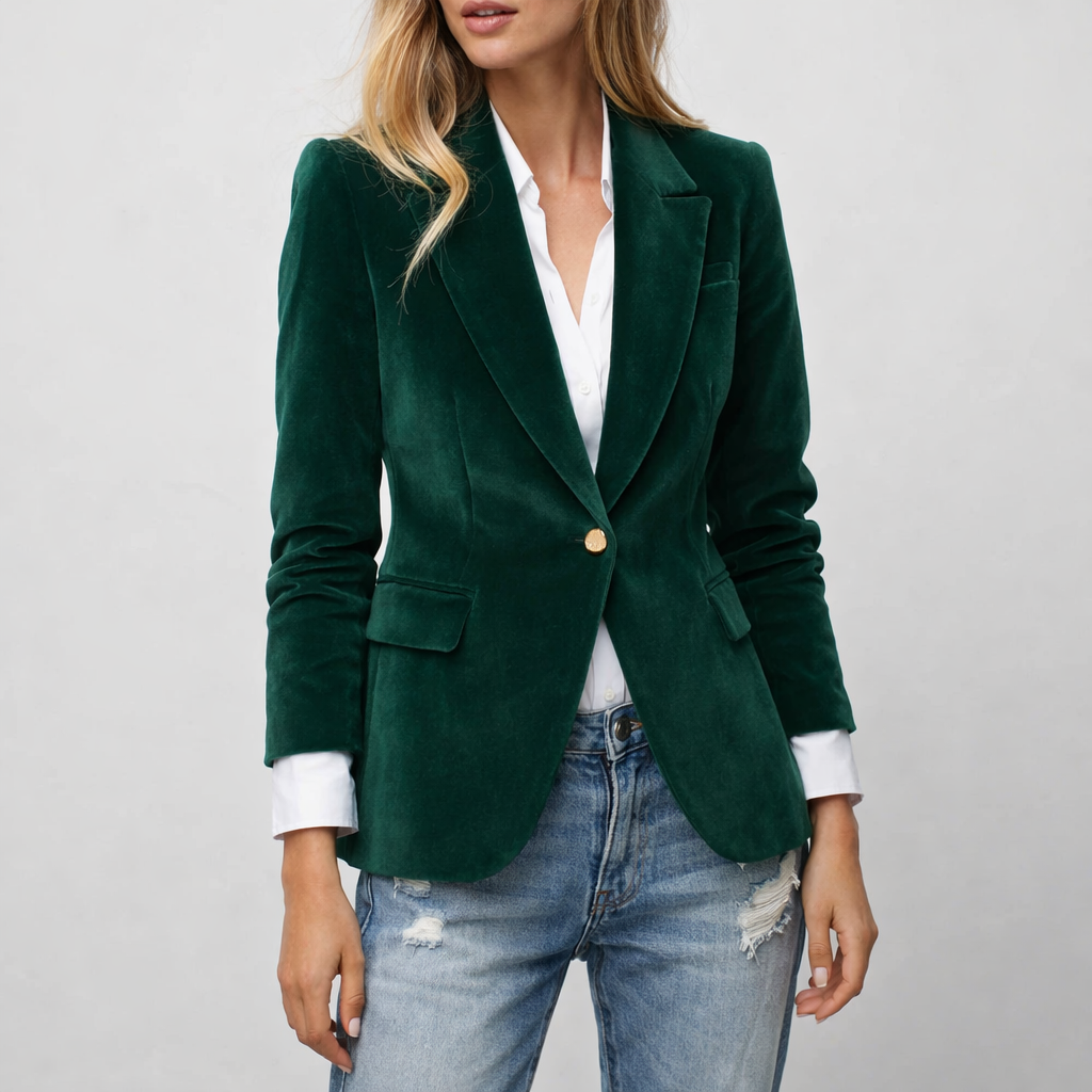Elena | Women's Velvet Tailored Single-Button Blazer