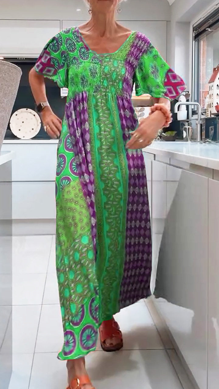 Lydia | Women's Bohemian Short Sleeve Midi Dress