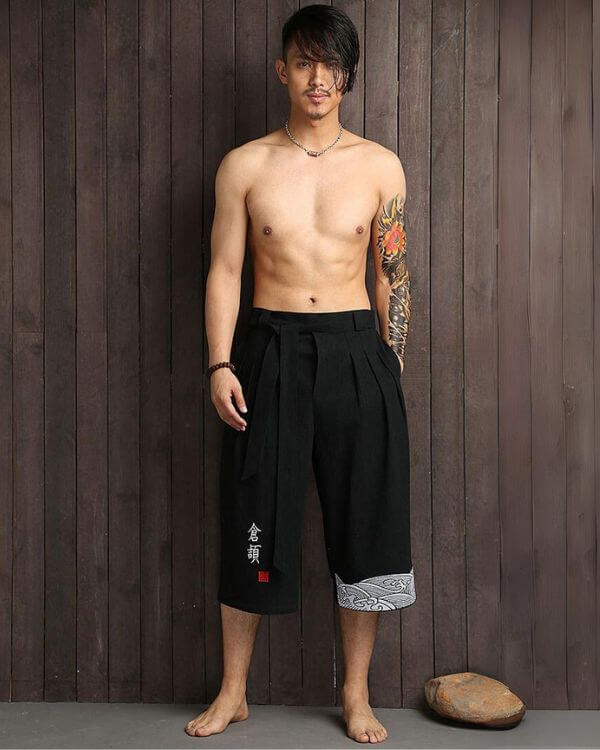 Hiro | Men's Wide-Leg Cropped Tie Waist Shorts