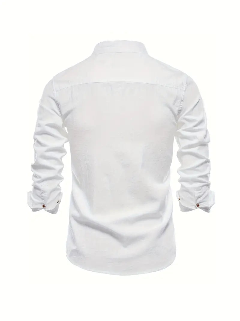 Ethan | Men's Mandarin Collar Button-Down Shirt