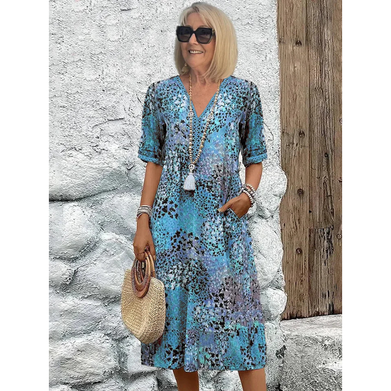 Harper | Women's Loose Fit 3/4 Sleeve Midi Dress