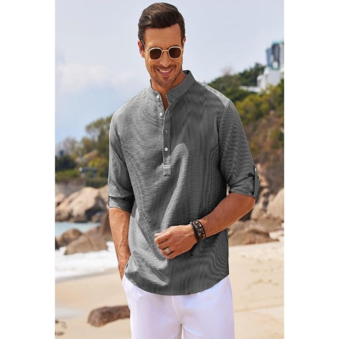 Owen | Men's Half Button Stand Collar Shirt