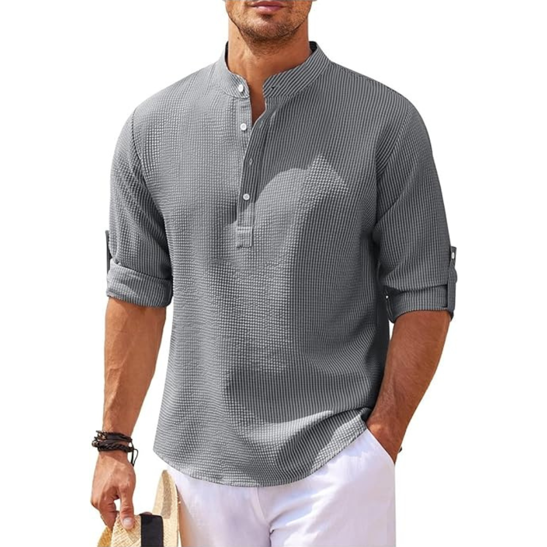 Owen | Men's Half Button Stand Collar Shirt
