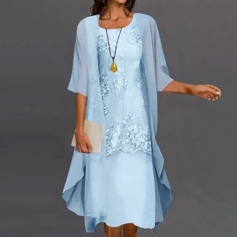 Seraphina | Women's Lace Overlay Dress & Sheer Cardigan Set