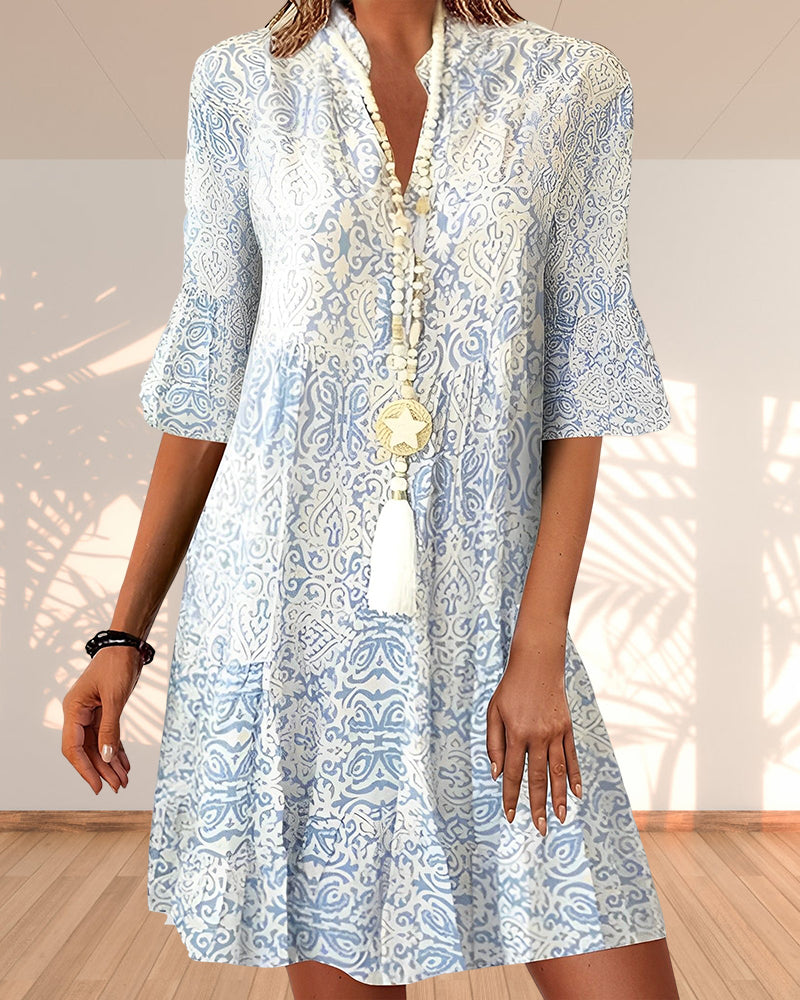 Layla | Women's Boho V-Neck Half Sleeve Mini Dress