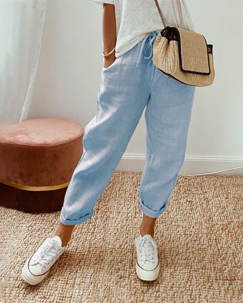 Sofia | Women's Drawstring Linen Pants