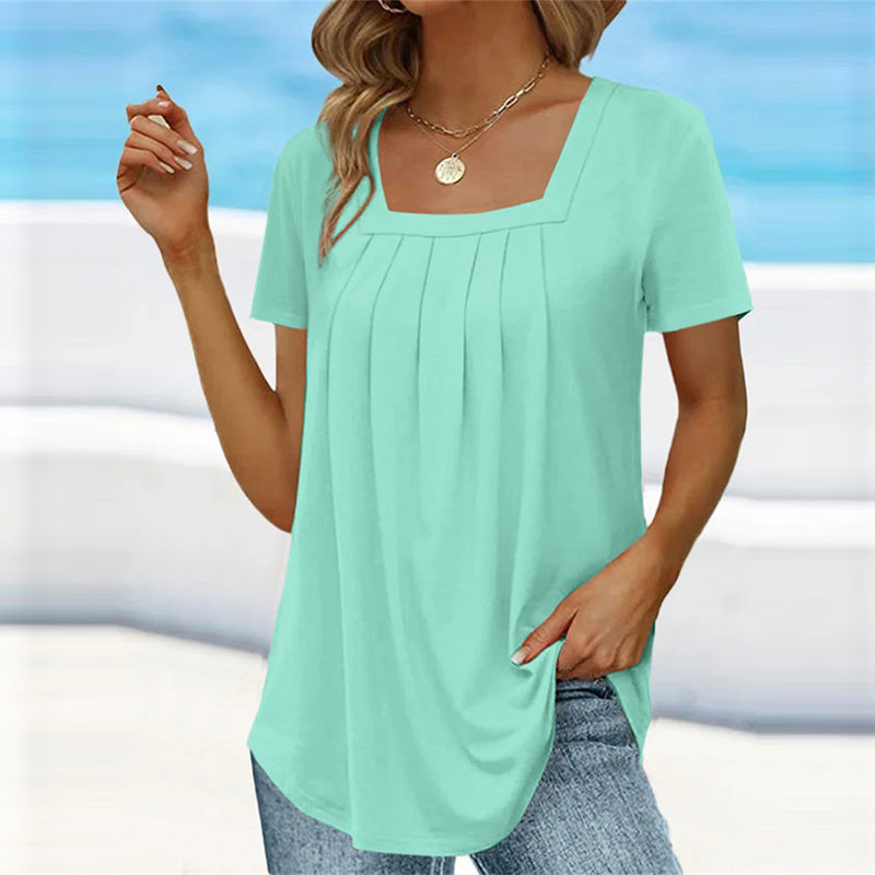 Clara | Women's Square Neck Pleated Blouse