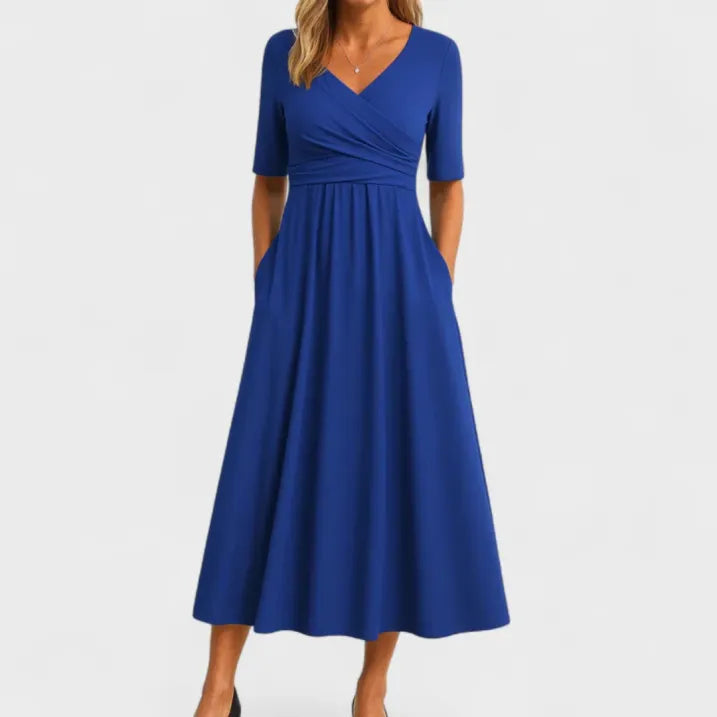 Sofia | Women's V-Neck Wrap Midi Dress