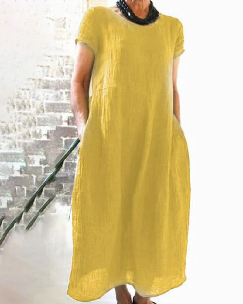 Madeline | Women's Round Neck Short Sleeve Midi Dress