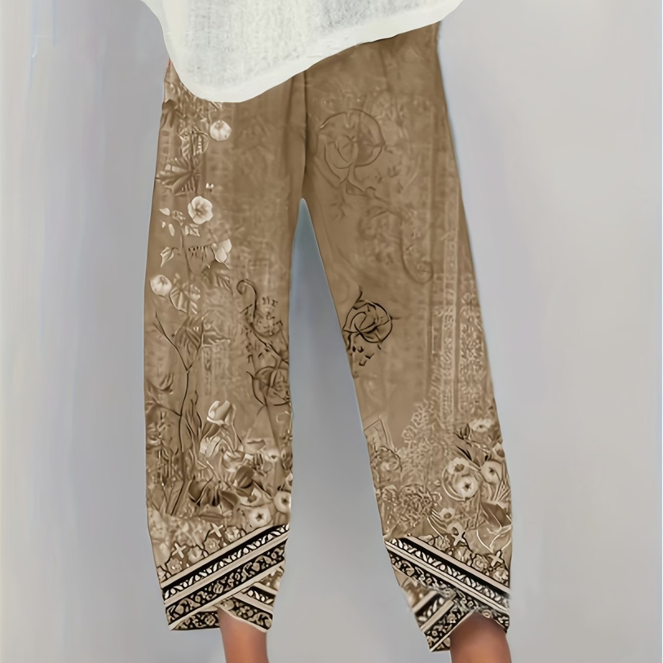 Maya | Women's Boho Floral Wide-Leg Capri Pants