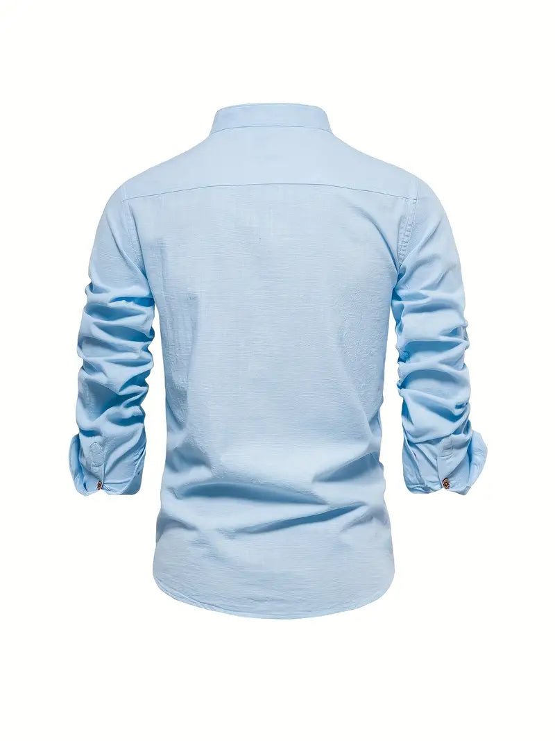Ethan | Men's Mandarin Collar Button-Down Shirt