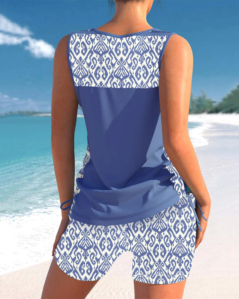 Jade | Women's Geometric V-Neck Tankini Top