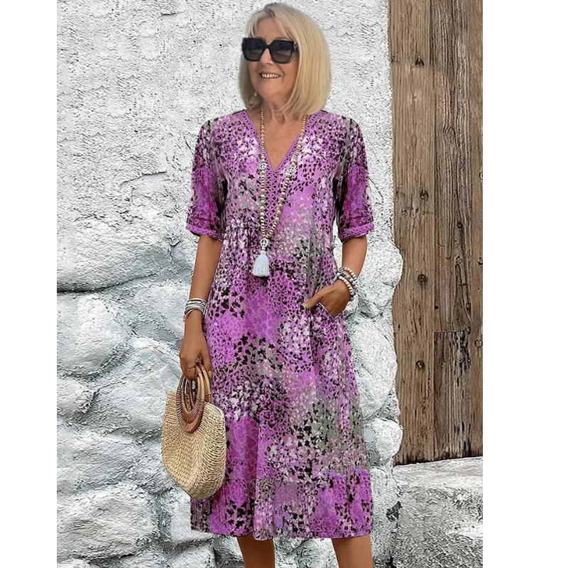 Harper | Women's Loose Fit 3/4 Sleeve Midi Dress