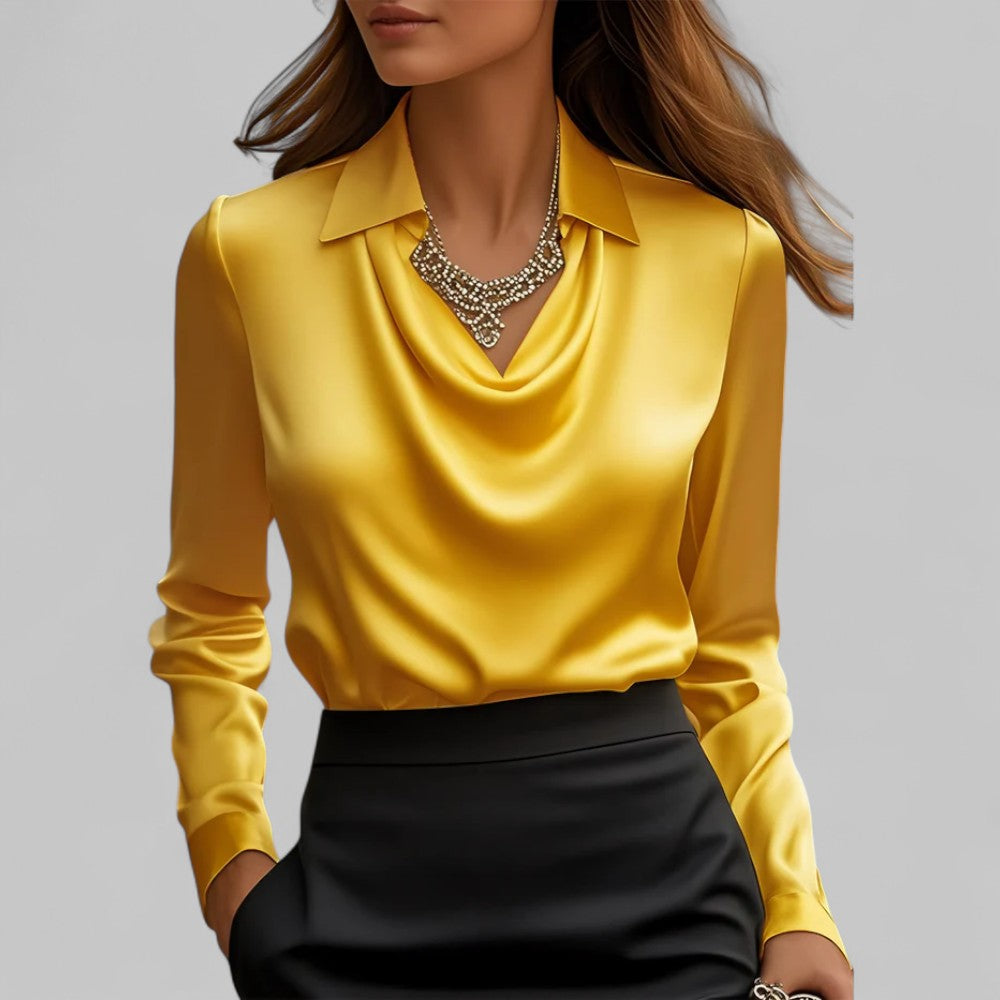 Clara | Women's Cowl Neck Satin Pullover Blouse
