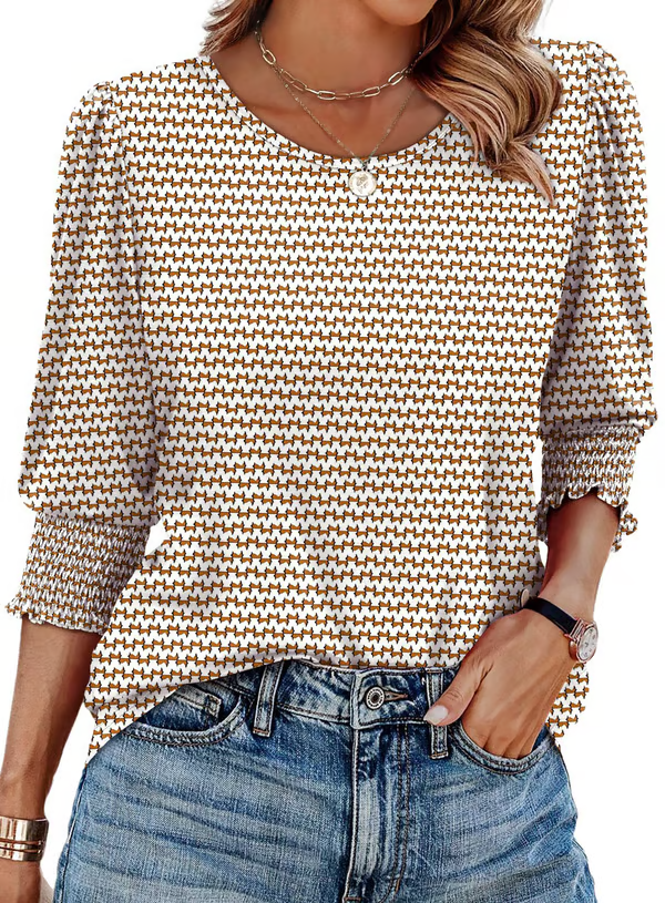 Mia | Women's Printed Round Neck Blouse