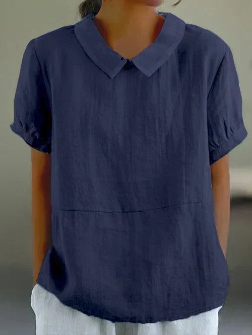 Lena | Women's Collared Short Sleeve Casual Blouse