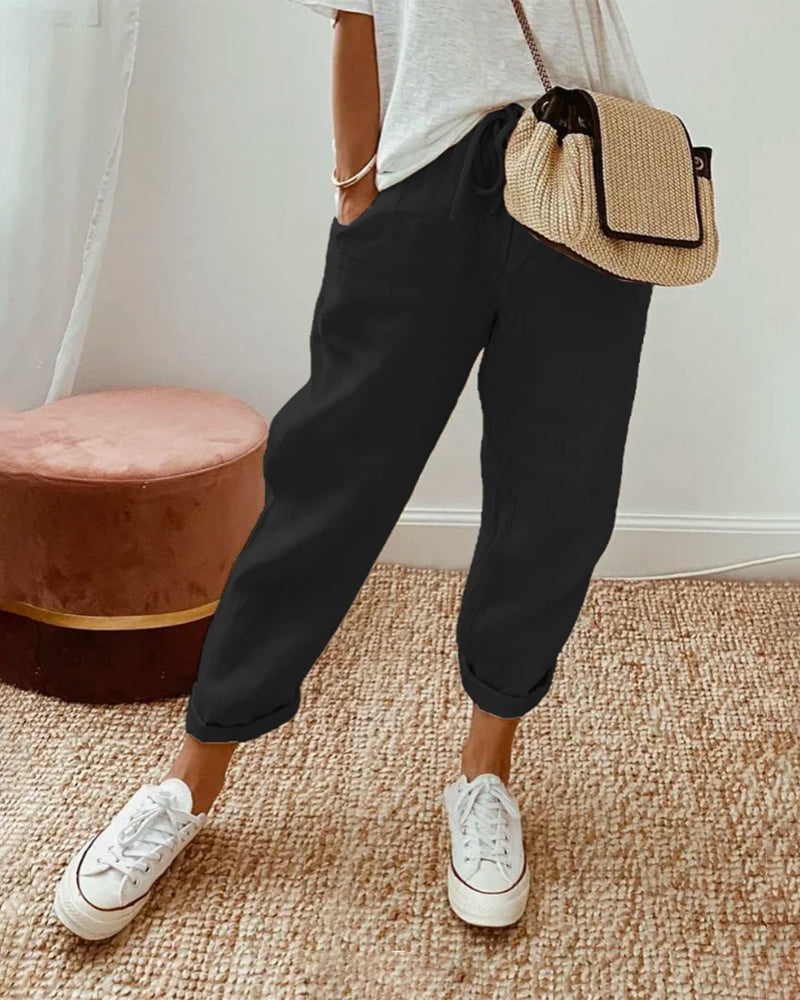 Sofia | Women's Drawstring Linen Pants