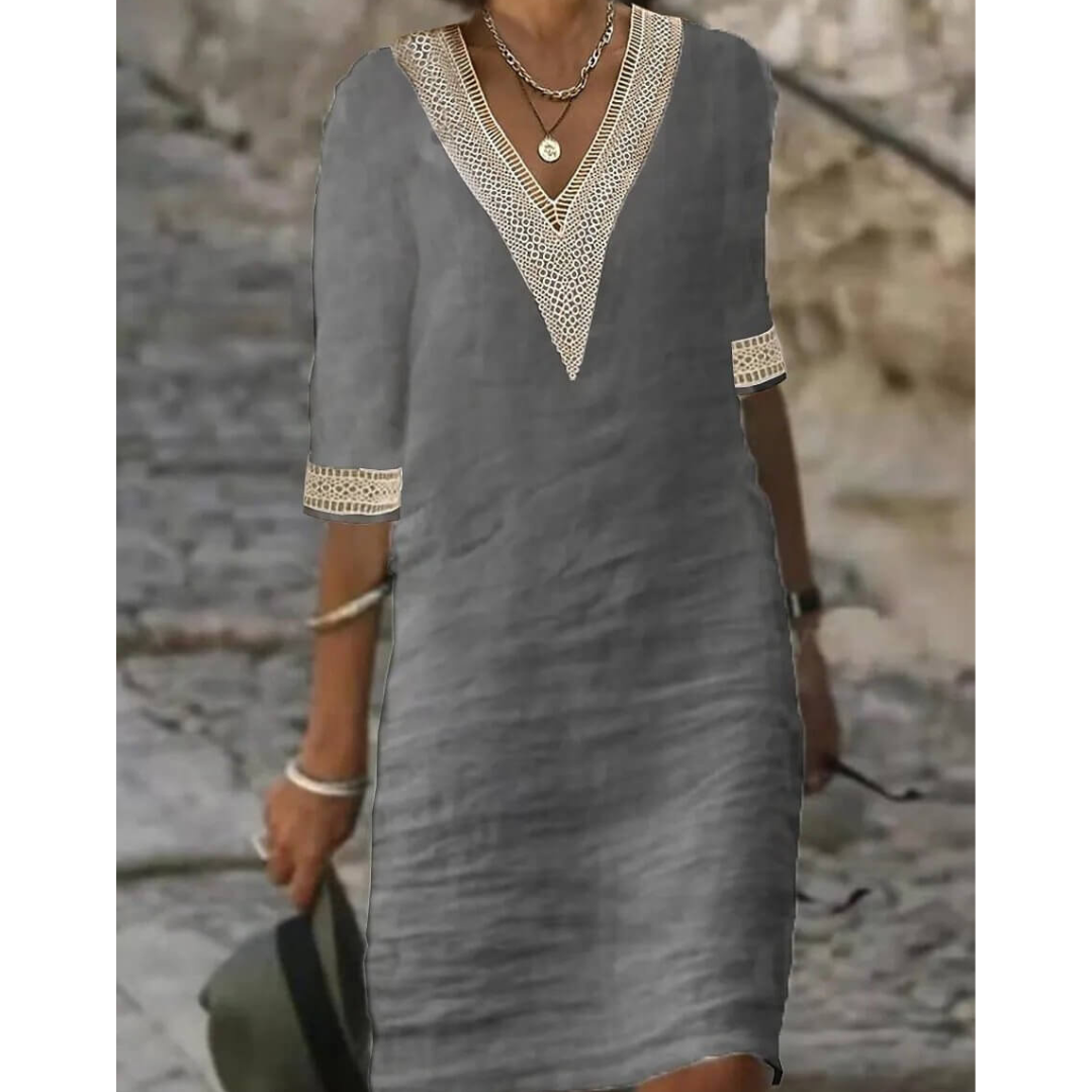 Sienna | Women's Lace Trim V-Neck Mini Dress