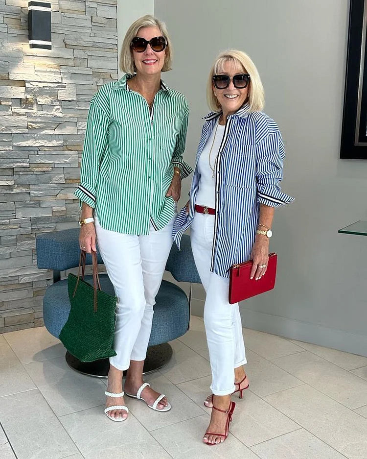 Clara | Women's Classic Striped Button-Down Shirt