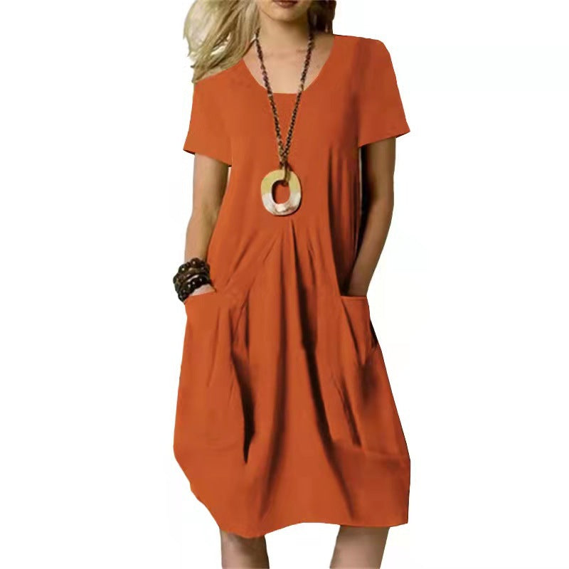 Amelia | Women's Short-Sleeve Pocket Swing Dress