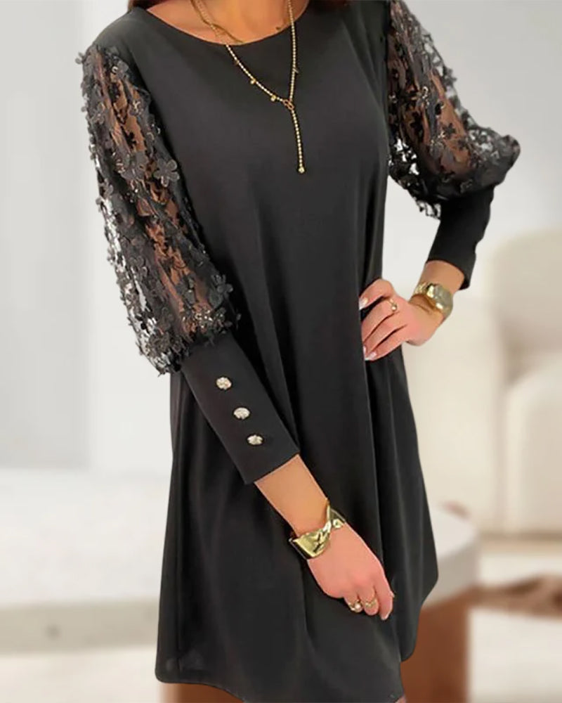 Chloe | Women's Lace Sheer Sleeve Mini Dress