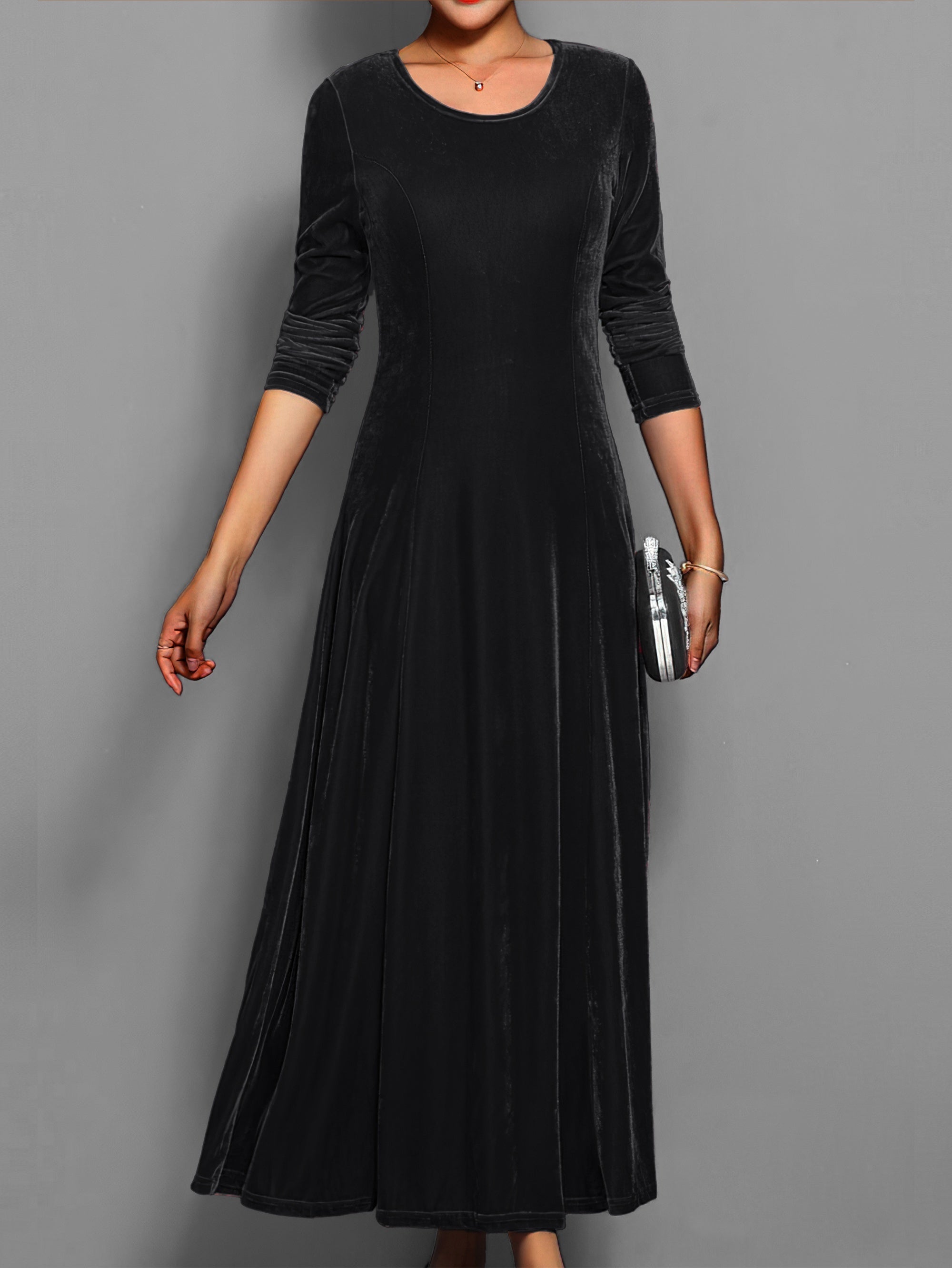 Isabella | Women's Long Sleeve Velvet Evening Maxi Dress