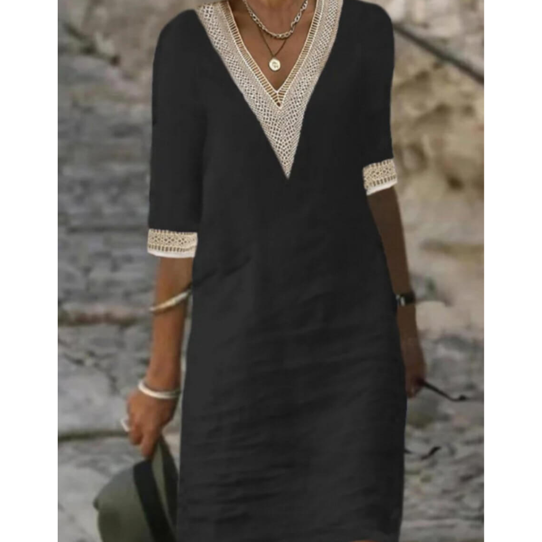Sienna | Women's Lace Trim V-Neck Mini Dress