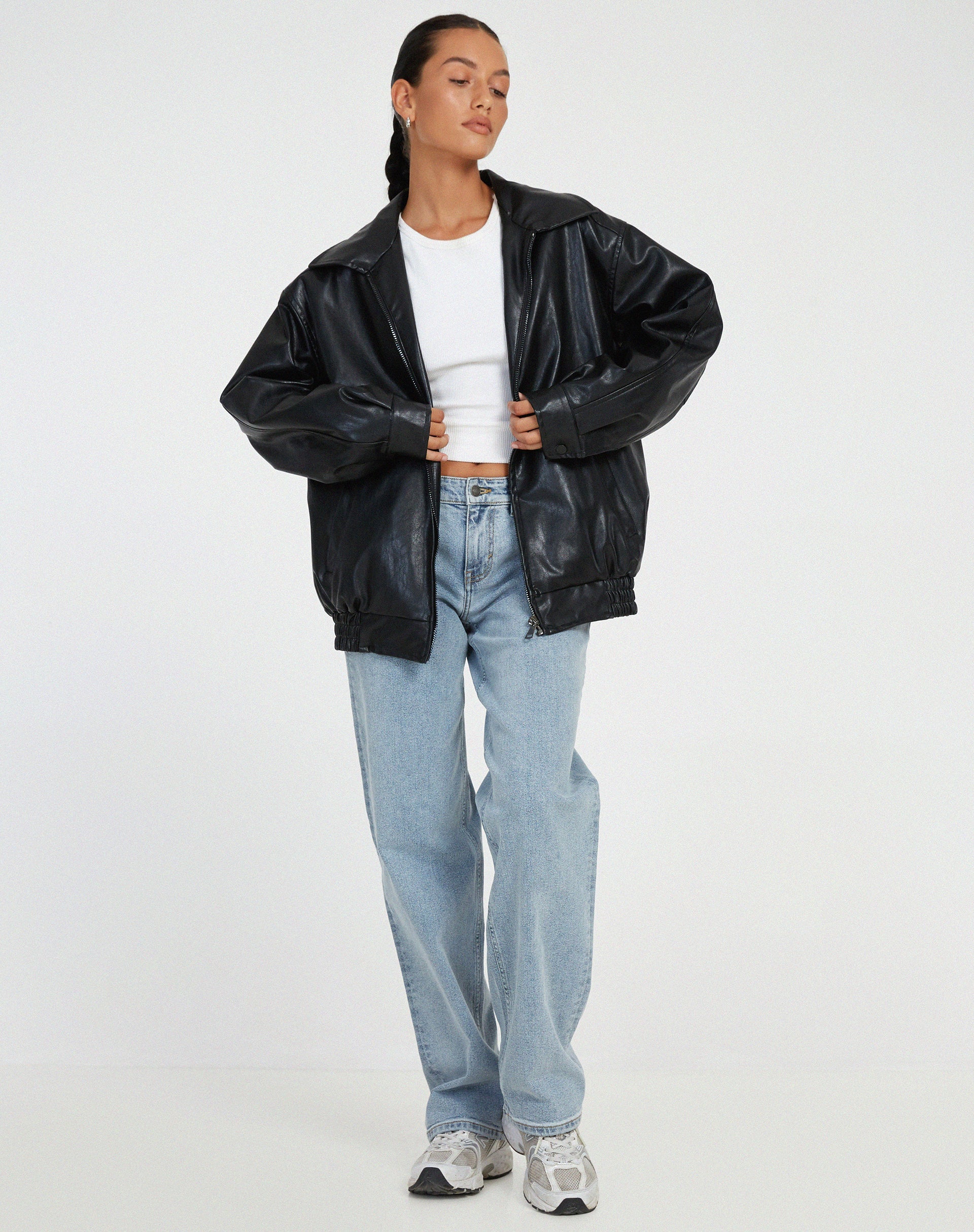 Lila | Women's Faux Leather Bomber Jacket