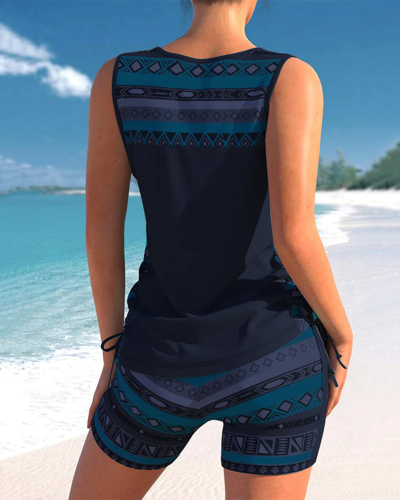 Jade | Women's Geometric V-Neck Tankini Top