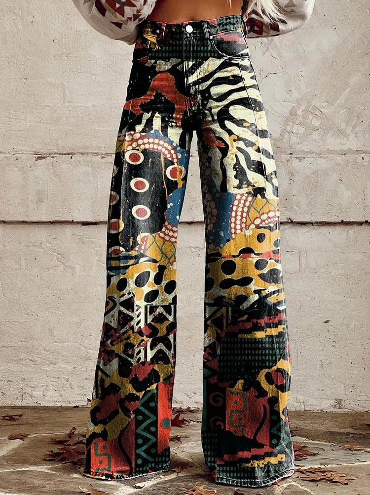 Amelia | Women's Floral Wide-Leg Flare Jeans