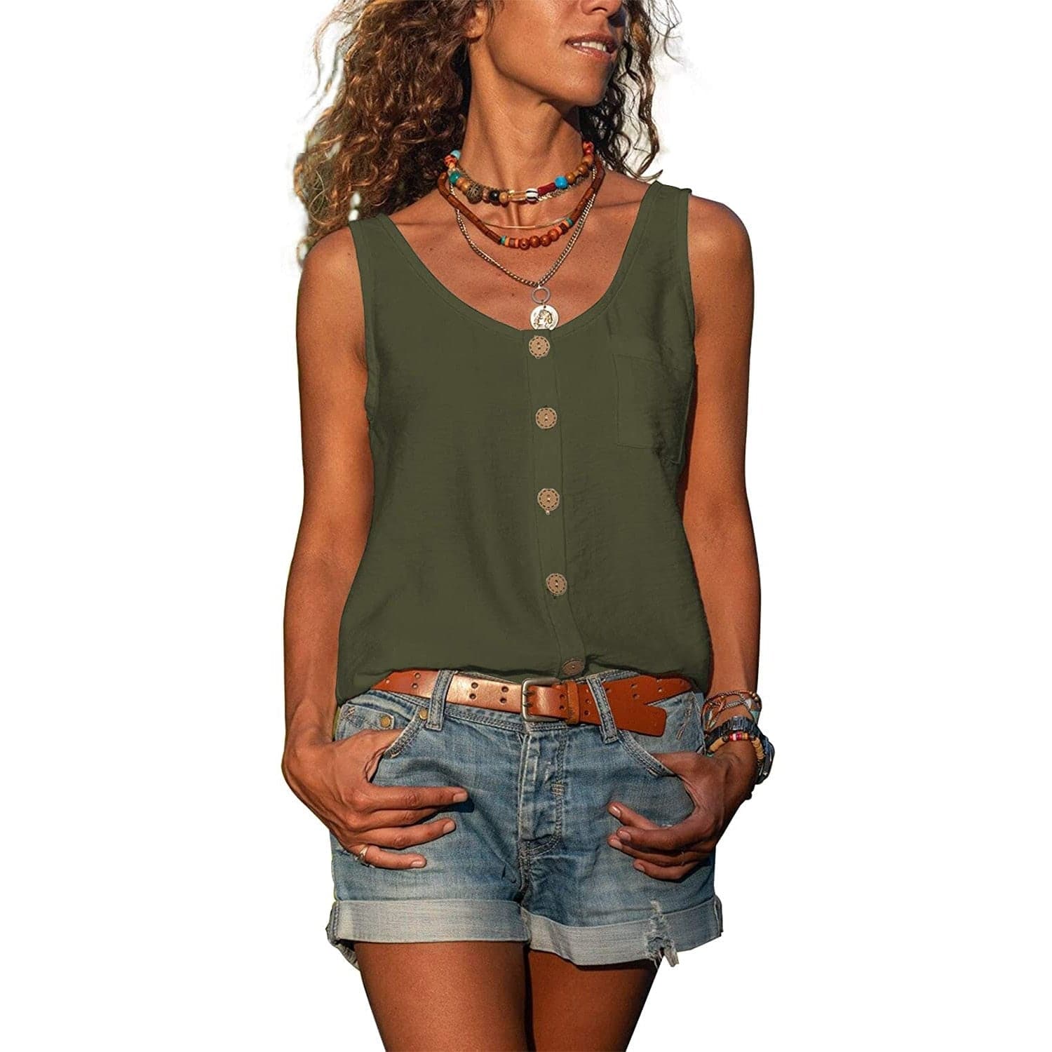 Nora | Women's Button-Front Sleeveless Tank Top