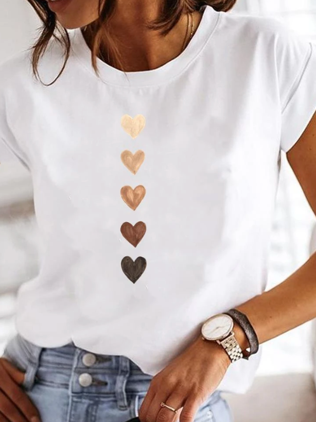 Emma | Women's Heart Print Short Sleeve T-Shirt