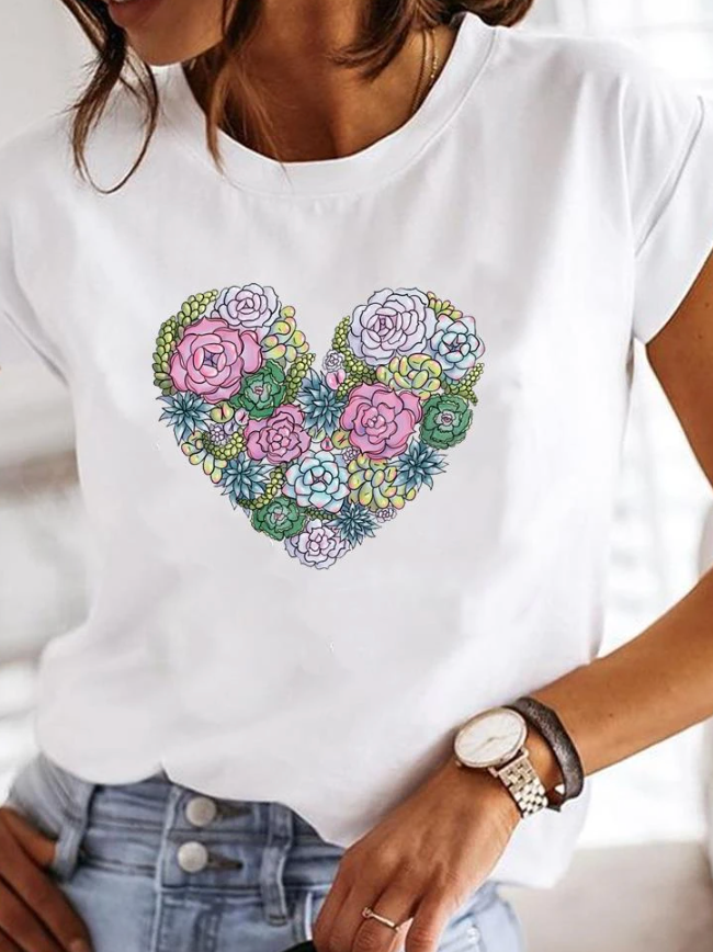 Emma | Women's Heart Print Short Sleeve T-Shirt