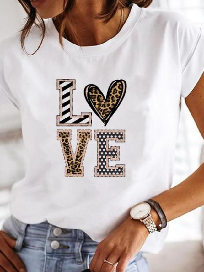 Emma | Women's Heart Print Short Sleeve T-Shirt