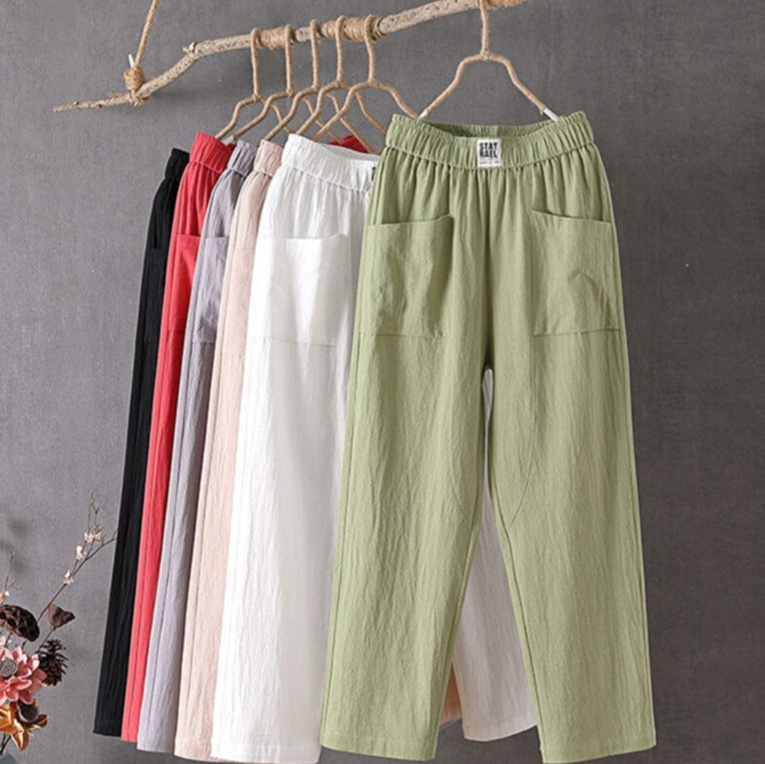 Mila | Women's High-Waist Linen Blend Trousers